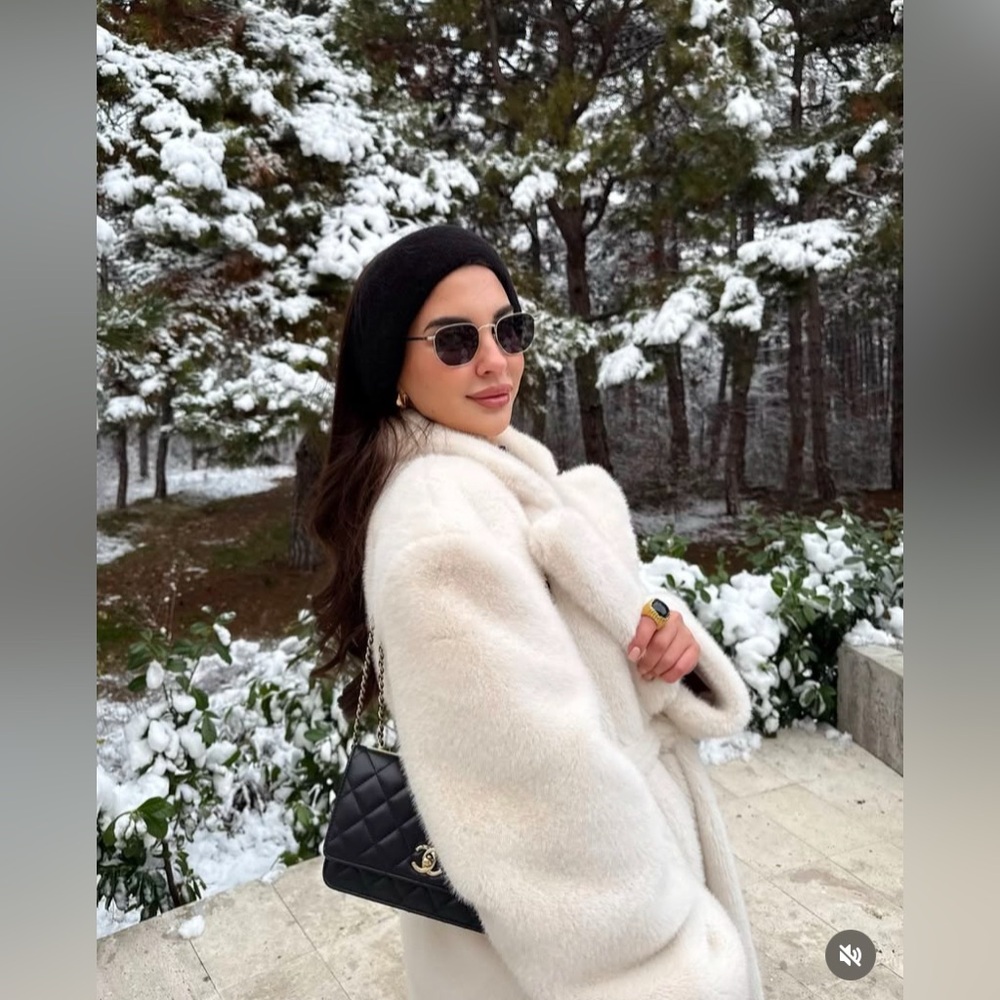 ZARA LONG FAUX FUR COAT WHITE LIMITED EDITION